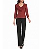 Investments 3/4 Sleeve Ruffle V-Neck Pullover Sweater - Image 3