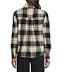 Investments Black Plaid Long Sleeve Point Collar Button Front Top, Color:Black Plaid - Image 2