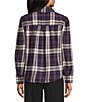 Investments Blackberry Plaid Long Sleeve Point Collar Button Front Top, Color:Blackberry Plaid - Image 2