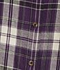 Investments Blackberry Plaid Long Sleeve Point Collar Button Front Top, Color:Blackberry Plaid - Image 4