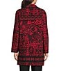 Investments Black/Red Jacquard Long Sleeve Button Front Knit Cardigan - Image 2