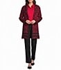 Investments Black/Red Jacquard Long Sleeve Button Front Knit Cardigan - Image 3