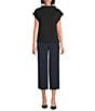 Investments Blue/Black PARK AVE Fit Elite Stretch Pull-On Wide Leg Crop Pants - Image 5