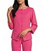 Investments Boat Neck Button Front 3/4 Sleeve Pique Coordinating Jacket - Image 5
