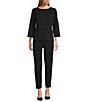 Investments Boat Neck Button Front 3/4 Sleeve Pique Coordinating Jacket - Image 3