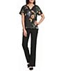 Investments Botanical Floral Print Short Ruffle Sleeve Split-V Neck Blouse - Image 3