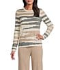 Investments Broken Stripe Long Sleeve Crew Neck Pullover Top - Image 1