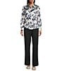 Investments Brush Floral Long Sleeve Point Collar Button Front Top, Color:Brush Floral - Image 3