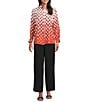 Investments Burnt Ochre Polka Dot Dolman Long Sleeve Button Front Point Collar Blouse, Color:Burnt Ochre Dot Gradient - Image 3