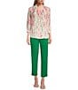 Investments Caroline Signature Cascading Vines V-Neck 3/4 Sleeve Button Front Top, Color:Cascading Vines - Image 3