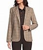 Investments Coffee Plaid Long Sleeve Button Front Blazer - Image 1