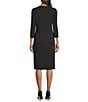 Investments Scuba Crepe Black White Color Block 3/4 Sleeve Envelope Neck Sheath Dress, Color:Black/White - Image 2
