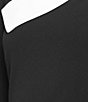 Investments Scuba Crepe Black White Color Block 3/4 Sleeve Envelope Neck Sheath Dress, Color:Black/White - Image 4