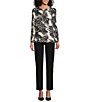 Color:Dynamic Animal - Image 3 - Woven Dynamic Animal Print Pleated Long Sleeve Jewel Neck Covered Half Button Placket Top