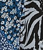 Color:Floral Patchwork - Image 5 - Floral Patchwork Print Woven V-Neck 3/4 Tie Sleeve Top