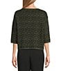 Investments Green Leopard Print Jacquard 3/4 Sleeve Boat Neck Pullover Sweater - Image 2