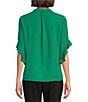 Color:Pepper Green - Image 2 - Laikyn Signature V-Neck 3/4 Ruffled Sleeve Top