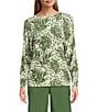 Investments Layered Leaves Long Sleeve Boat Neck Pullover Sweater, Color:Layered Leaves - Image 1