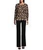 Investments Leopard Print Long Sleeve Boat Neck Pullover Sweater, Color:Leopard - Image 3