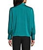 Investments Long Cuffed Sleeve Point Collar Button Down Satin Top - Image 6