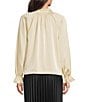 Investments Long Sleeve Ruffle Split Round Neck Button Satin Blouse - Image 2