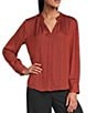 Investments Long Sleeve Split-V Neck Jacquard Blouse - Image 1