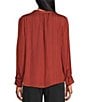 Investments Long Sleeve Split-V Neck Jacquard Blouse - Image 2