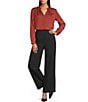 Investments Long Sleeve Split-V Neck Jacquard Blouse - Image 3