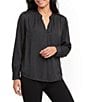Investments Long Sleeve Split-V Neck Jacquard Blouse - Image 5