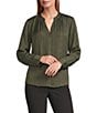 Investments Long Sleeve Split-V Neck Jacquard Blouse - Image 1
