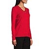 Investments Long Sleeve V-Neck Pullover Top, Color:Haute Red - Image 3