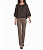 Investments Modern Ease 3/4 Sleeve Split V Neck Tie Blouse - Image 3