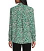 Color:Green Leopard - Image 2 - Olivia Green Leopard Point Collar Print Long Roll-Tab Sleeve Button Front Utility Blouse