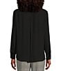 Color:Black - Image 5 - Olivia Point Collar Long Roll-Tab Sleeve Button Front Utility Blouse