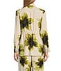 Investments Open Drape Front Long Sleeve Button Cuff Watercolor Blooms Print Novelty Jacket, Color:Watercolor Blooms - Image 2