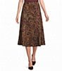 Investments Paisley Print Pull On Faux Suede Skirt - Image 1