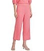 Investments Palm Tree Embroidery Pull-On Wide Leg Crop Coordinating Pants - Image 1