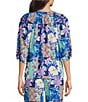 Investments Patchwork Floral Print 3/4 Cuff Sleeve Y-Neck Button Down Coordinating Blouse - Image 2