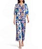 Investments Patchwork Floral Print 3/4 Cuff Sleeve Y-Neck Button Down Coordinating Blouse - Image 3