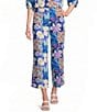 Investments Patchwork Floral Print Pull-On Wide Leg Crop Coordinating Pants - Image 1