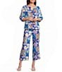 Investments Patchwork Floral Print Pull-On Wide Leg Crop Coordinating Pants - Image 3
