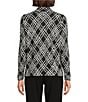 Investments Petite Black Plaid Mock Neck Pullover Long Sleeves Top - Image 2