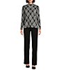 Investments Petite Black Plaid Mock Neck Pullover Long Sleeves Top - Image 3