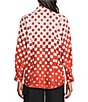 Investments Petite Burnt Ochre Polka Dot Dolman Long Sleeve Button Front Point Collar Blouse, Color:Burnt Ochre Dot Gradient - Image 2