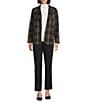 Investments Petite Large Windowpane Long Sleeve One Button Notch Lapel Blazer, Color:Large Windowpane - Image 8
