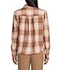 Investments Petite Neutral Plaid Long Sleeve Point Collar Button Front Top, Color:Neutral Plaid - Image 2