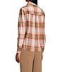 Investments Petite Neutral Plaid Long Sleeve Point Collar Button Front Top, Color:Neutral Plaid - Image 4