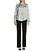 Investments Petite Painted Zebra Long Sleeve Point Collar Button Front Top, Color:Painted Zebra - Image 3