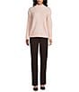 Investments Petite Rain Forest Long Sleeve Mock Neck Pullover Sweater, Color:Mauveglow Heather - Image 3
