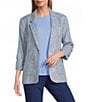 Investments Petite Size 3/4 Ruched Sleeve Notch Lapel Lined Button Front Blazer - Image 4